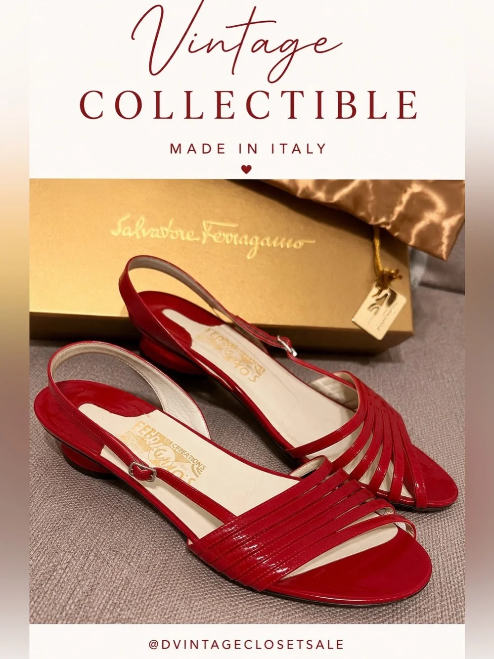 Vintage Salvatore Ferragamo Creations Red Sandals Approx 9.5 Limited Edition